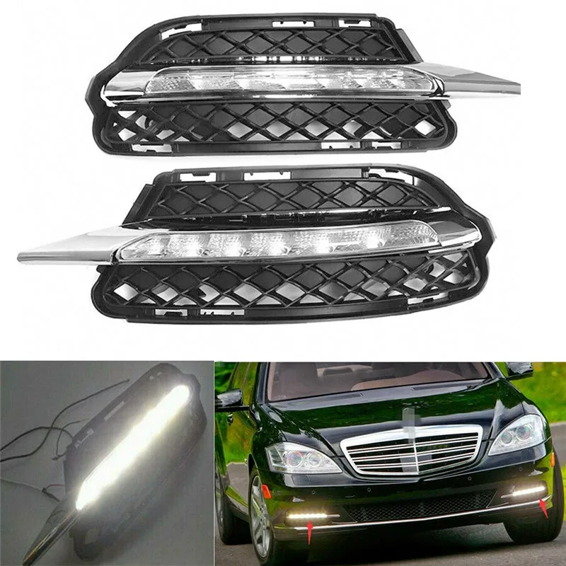 

A Pair Replacement for Mercedes-Benz S600 S550 S500 S450 S400 S350 S-Class 2010-2012 Left + Right LED Daytime Running Fog Light