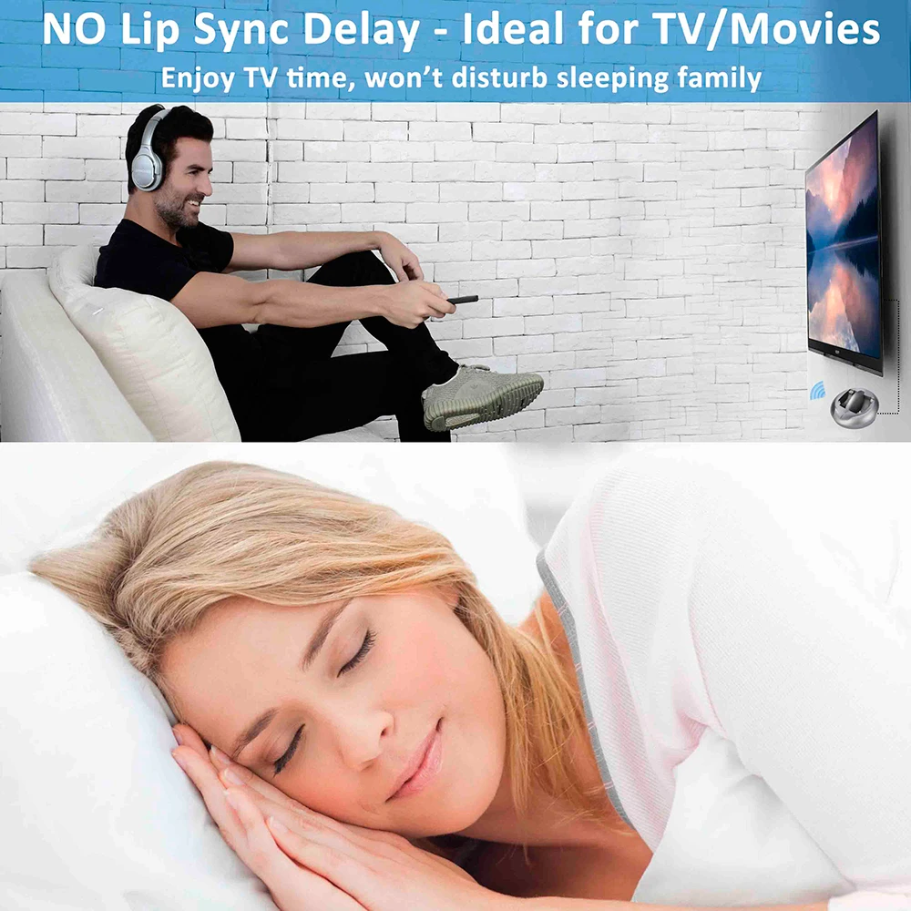 หูฟังทีวีไร้สายแบบครอบหูพร้อมเครื่องส่งสัญญาณ RF แท่นชาร์จ Hi-Fi สเตอริโอไร้สาย 330ft ช่วง 10Hrs แบตเตอรี่,ไม่มีเสียงล่าช้า