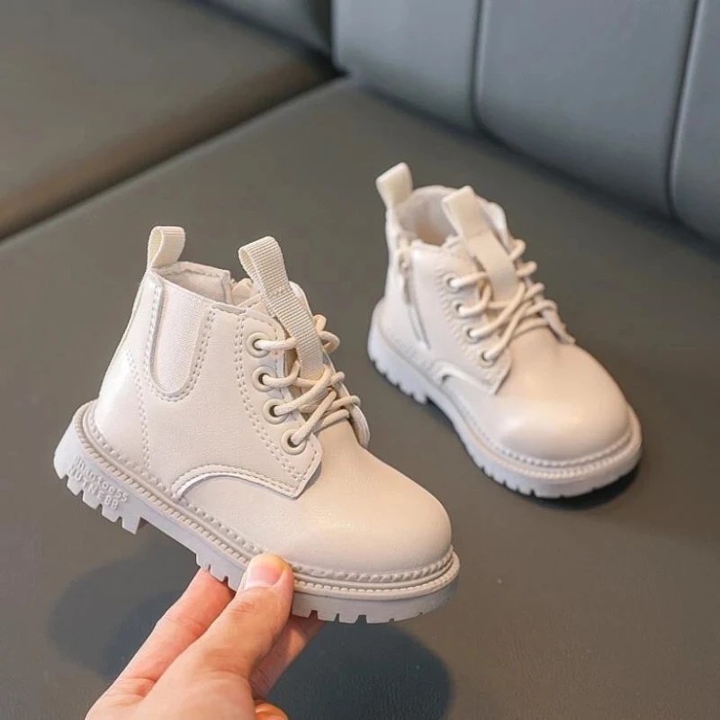 2022 Kids Leather Chelsea Boots Waterproof Children Sneakers Gray Black Boots for Baby Girls Boots Boys Shoes School Party