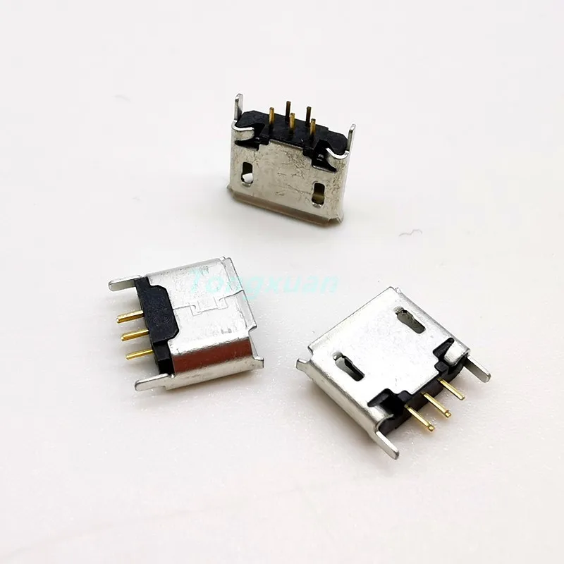 100pcs Vertical Micro Mini USB 5pin Female Seat 180 Degrees Jack 5P Direct Plug-in USB connector