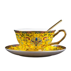 Gold Lace Enamel Milk Coffee Cup Royal Family Bone China Chinese Couple Jingdezhen Ceramics