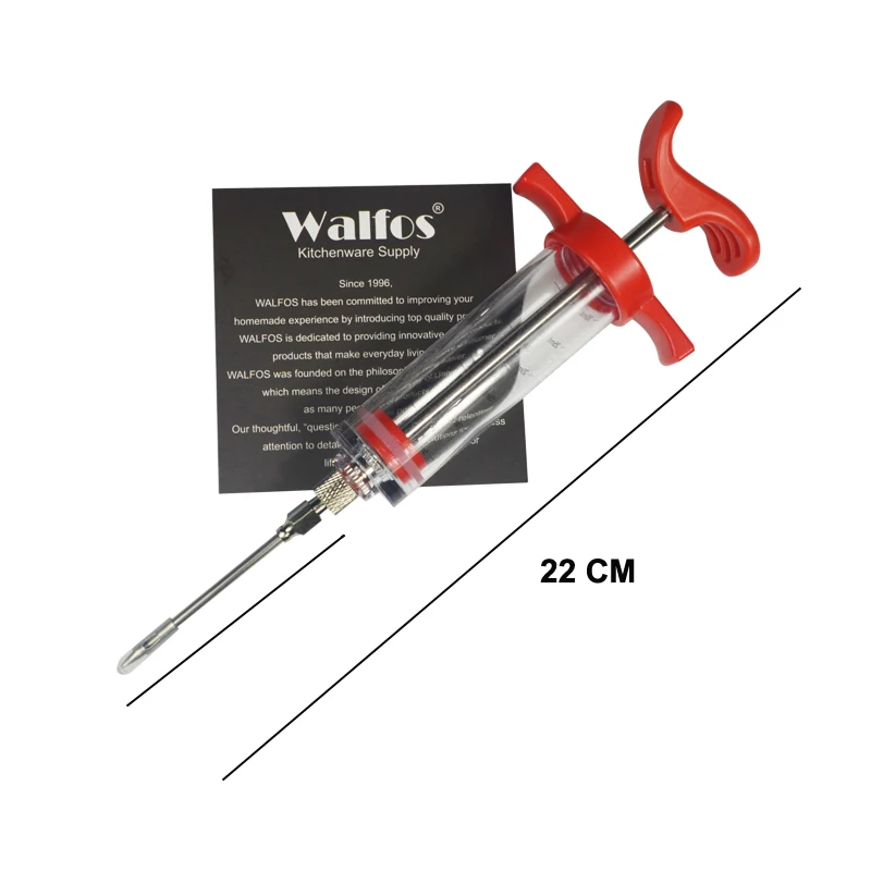 WALFOS high quality Professional Meat Marinade Injector Flavor Syringe For Poultry Turkey Chicken Grill Cooking BBQ Tool