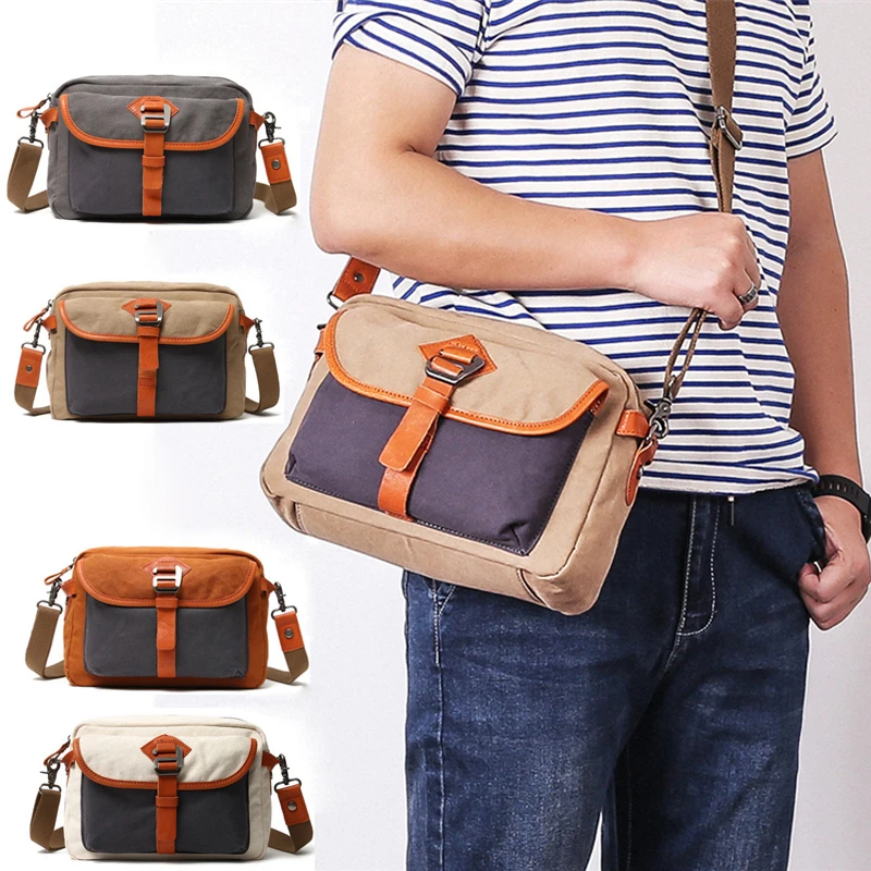 

Phone Bag Purse Bag Vintage Shoulder Bag Men's Canvas Crossbody Small Bag Outdoor Sports Bag