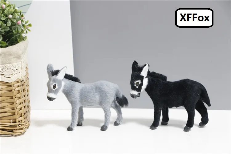 

a pair of small simulation donkey models polyethylene&furs real life black&gray donkey gift about 12cm xf2646