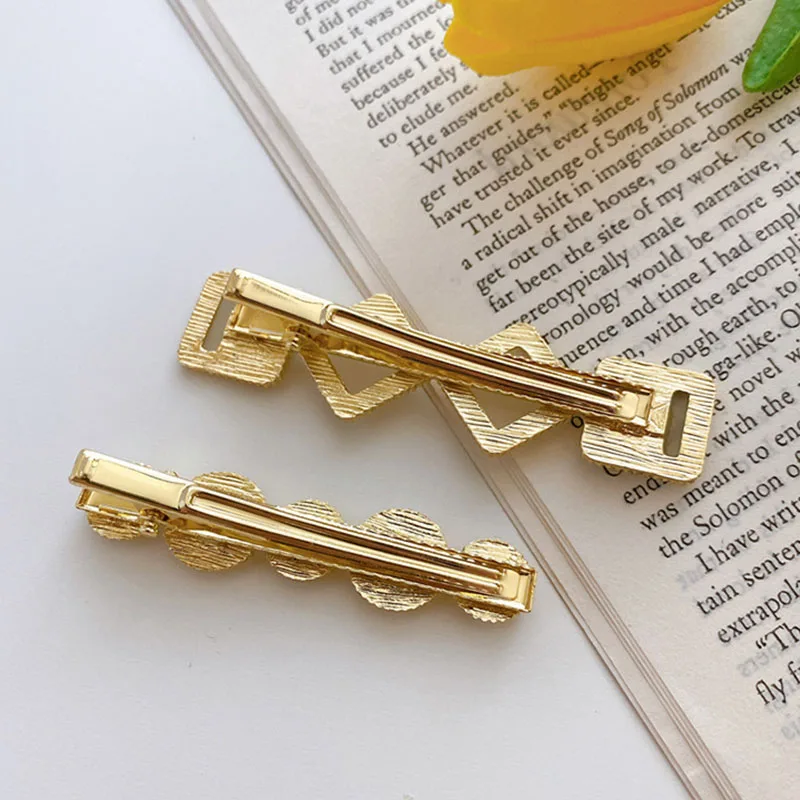 2021 Baru Wanita Elegan Emas Cinta Opal Geometris Logam Cakar Rambut Antik Klip Rambut Ikat Kepala Jepit Rambut Rambut Kepiting Aksesoris Rambut