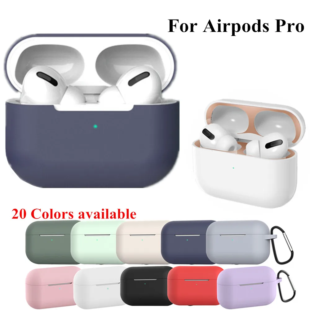 Silicone Cover Case For apple Airpods Pro Case Sticker Bluetooth Case For Air Pods Earphone Accessories Skin With Hook
