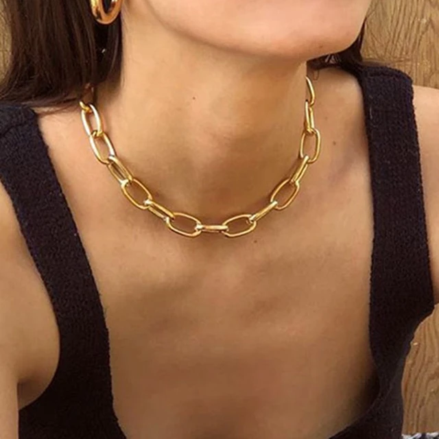 Hip Hop Link Chain Necklace For Women Collar Statement Big Cuban Chunky Thick Choker Necklaces Female Fashion Punk Jewelry AliExpress