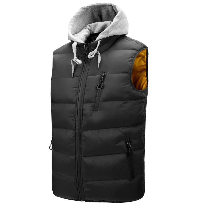 2021 Hot-selling New Mens Winter Vest Down Vest Men Casual Waistcoat Sleeveless Jackets Men Hooded Vest Brand