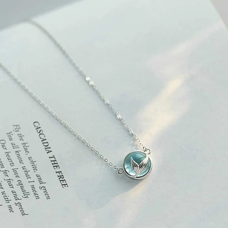 New Arrivals 925 Sterling Silver Blue Fish Tail Necklaces & Pendants For Women Hot Fashion sterling-silver-jewelry