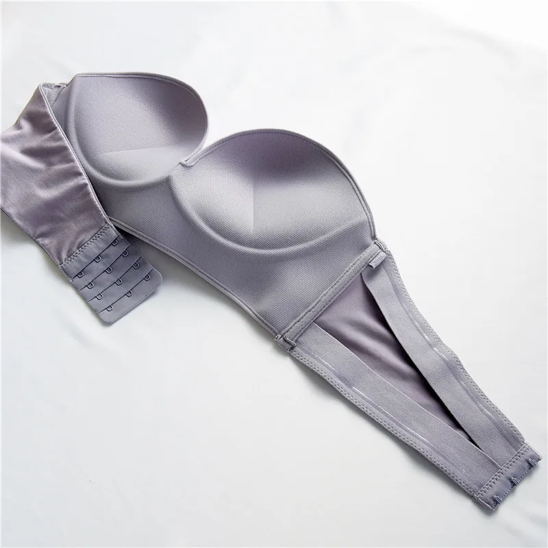1/2 Cup Push Up Bra Front and Behind Buckle Underwear Women Sexy Deep V Strapless Stealth Brassiere Wire Free Thicken Lingerie view 5