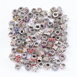 20pcs mix color style Metal Big Hole Rhinestone Crystal Bead Charms For European Pandora charms Bracelet Jewelry Making  js2239