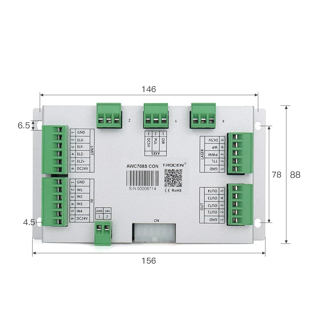 Trocen AWC708S Co2 Laser Controller Systeem Voor Co2 Lasergravure Snijmachine Vervangen AWC708C Lite Ruida Leetro