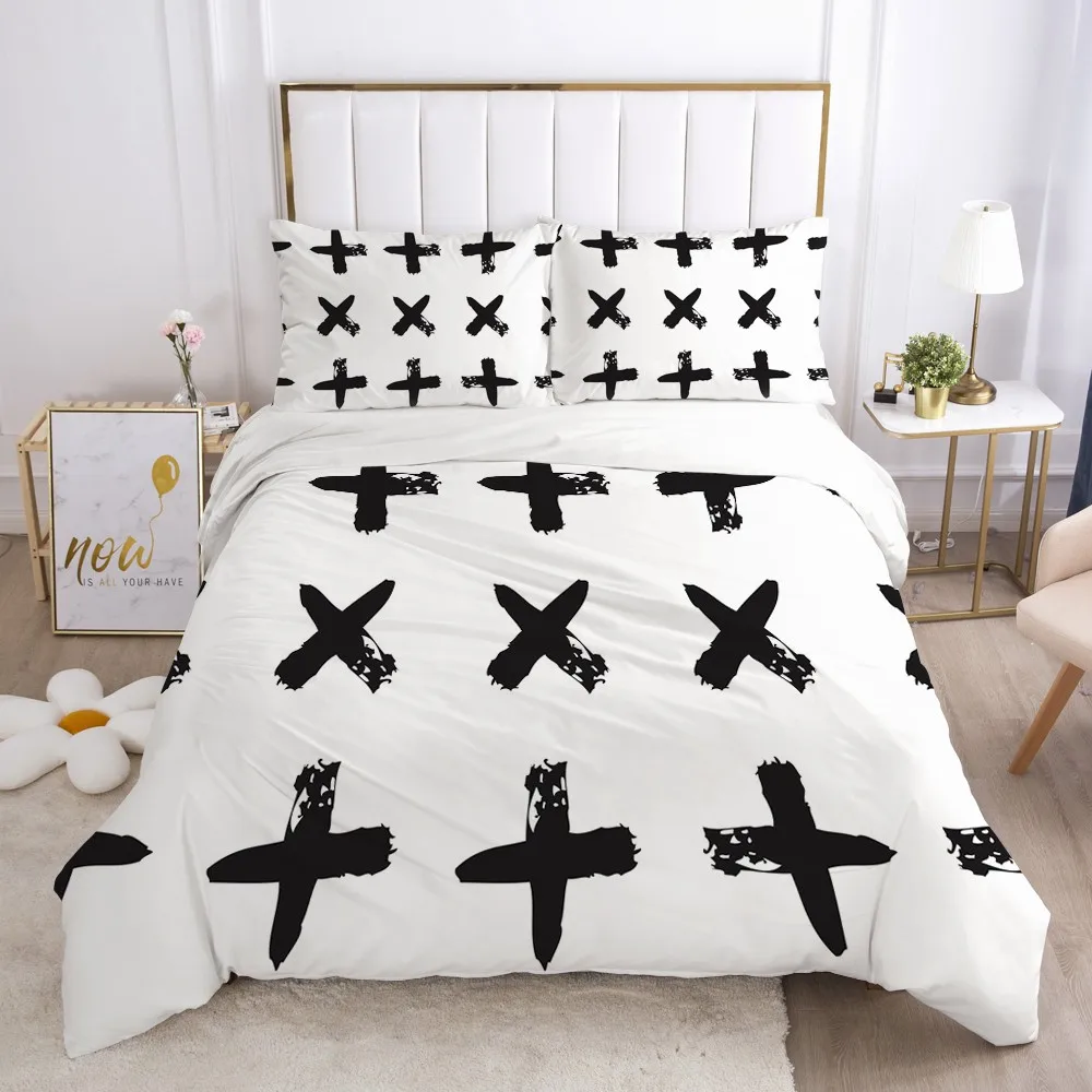 

3D Quilt Covers Pillow Shams Duvet Cover Sets Comforter Shell Bedclothes Bed Linens King Queen Single Black White Home Textile