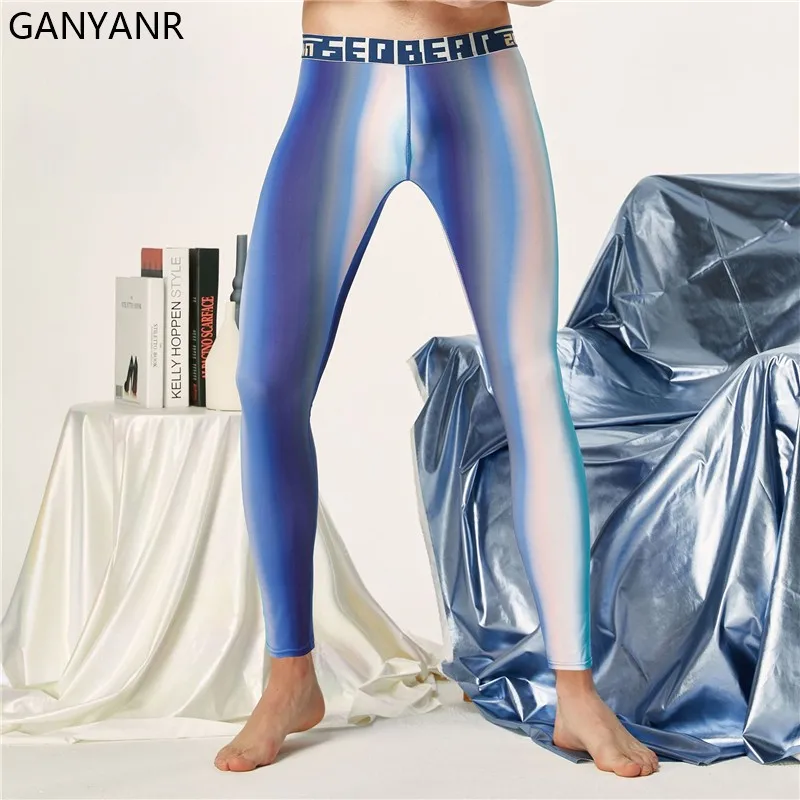 GANYANR Running Tights Men Compression Pants Gym Sportswear Leggings Fitness Jogging Sexy Basketball Yoga Winter Long Training