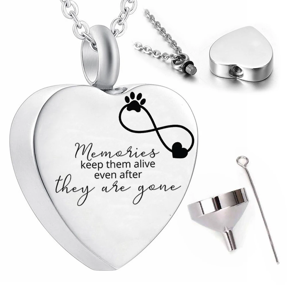 Stainless steel heart cremation jewelry keepsake pet ashes urn pendant necklace to store ashes/hair