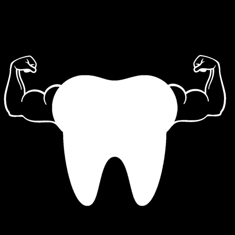 

12.8*8.7cm Tooth Arm Bicep Window Decal dentist hygienist Funny Personality Stickers Car Sticker Car Accessories