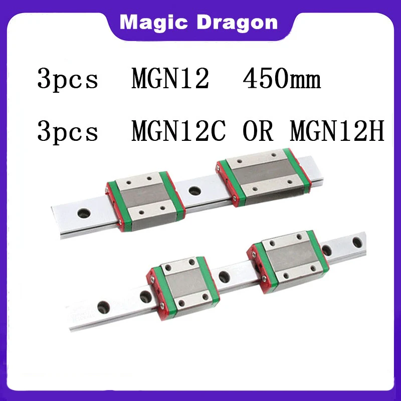 Guida lineare in miniatura di alta qualità 2 pezzi guida lineare MGN L = 450mm + 2 pezzi MGN12H o MGN12C block stampante 3d CNC