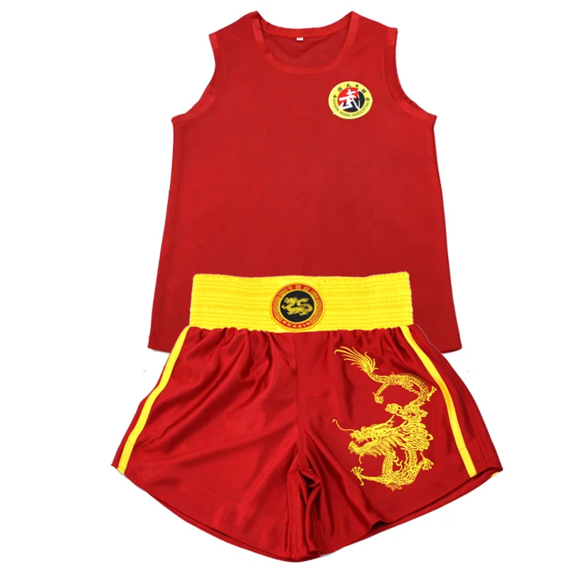 USHINE HX8 Kick Boxing tank uniforms shorts MMA Muay Thai boxing overalls Sanda Kungfu Wushu boxing suits children Wushu clothes