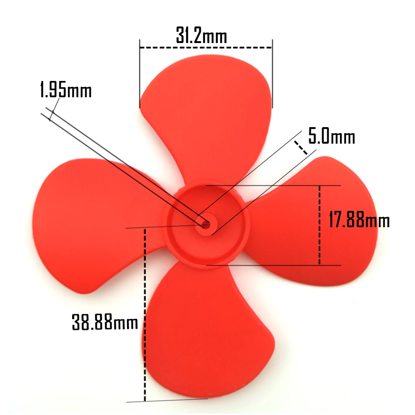 Micro DC Motor 2mm Shaft Propeller with 4 Vanes 80mm Fan Shape for Fan Leaves Ship Model RC Boat DIY Airplane Science and Educat