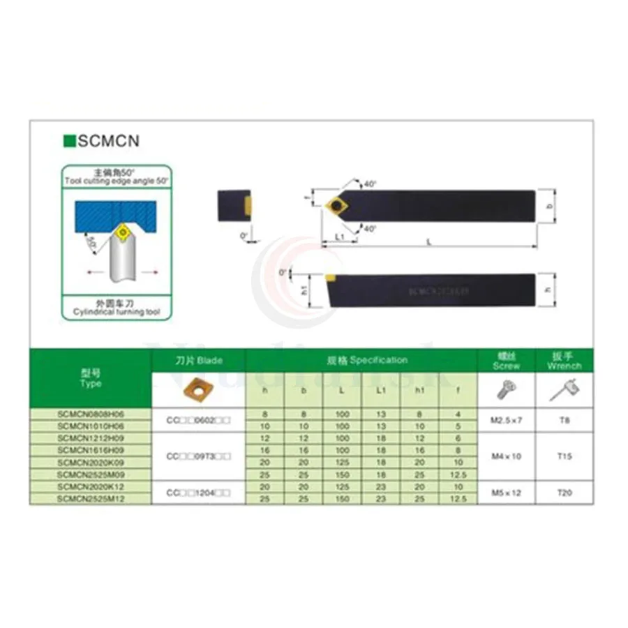 1pc SCMCN0808H06/1010H06 CNC outil de tournage 50 ° extérieur rond porte-outil + CCMT TGCC résistant à L'usure lame carbure pour CNC machine outil
