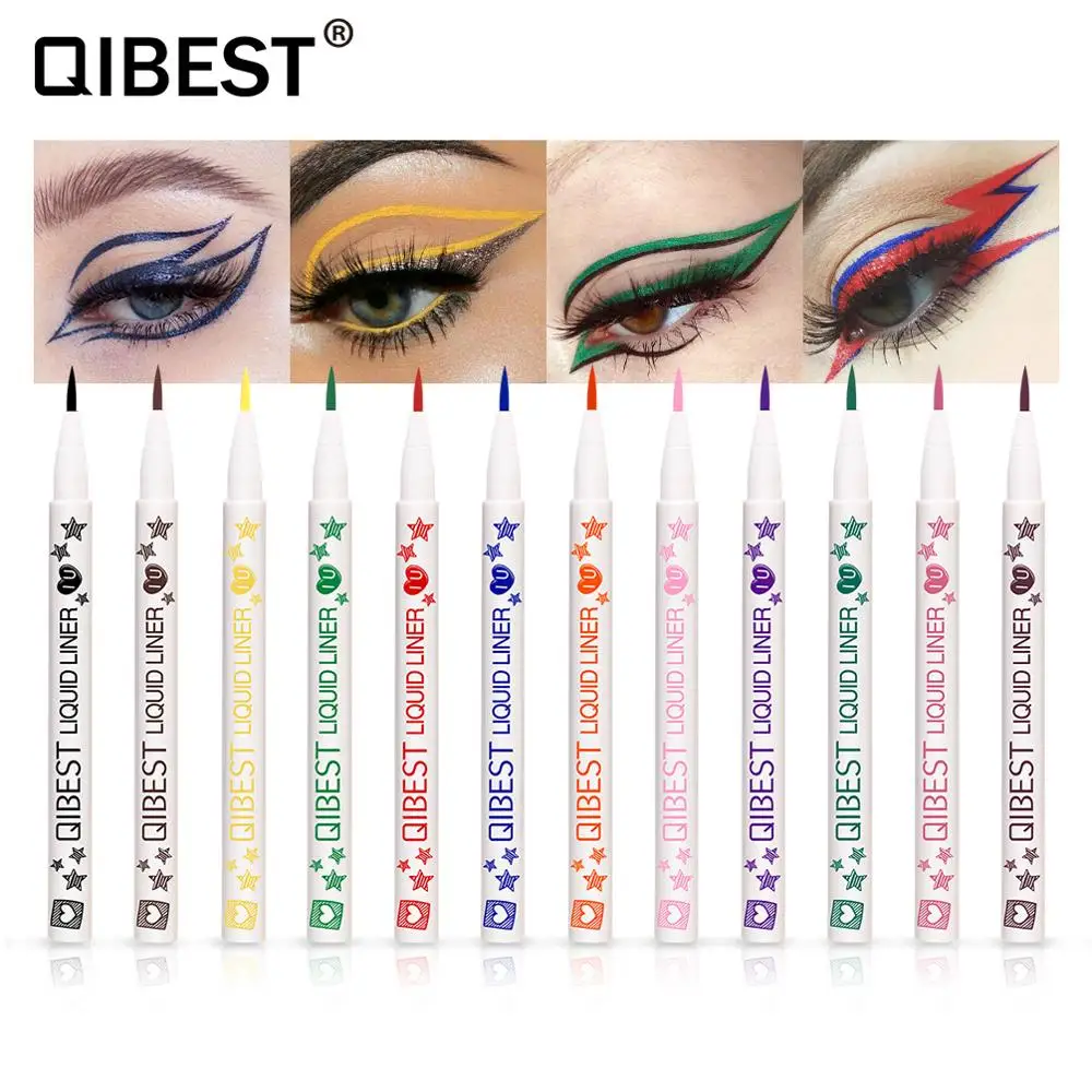 QIBEST Eyeliner colorato liquido impermeabile asciugatura rapida lunga durata nero verde blu Eyeliner trucco matita cosmetica