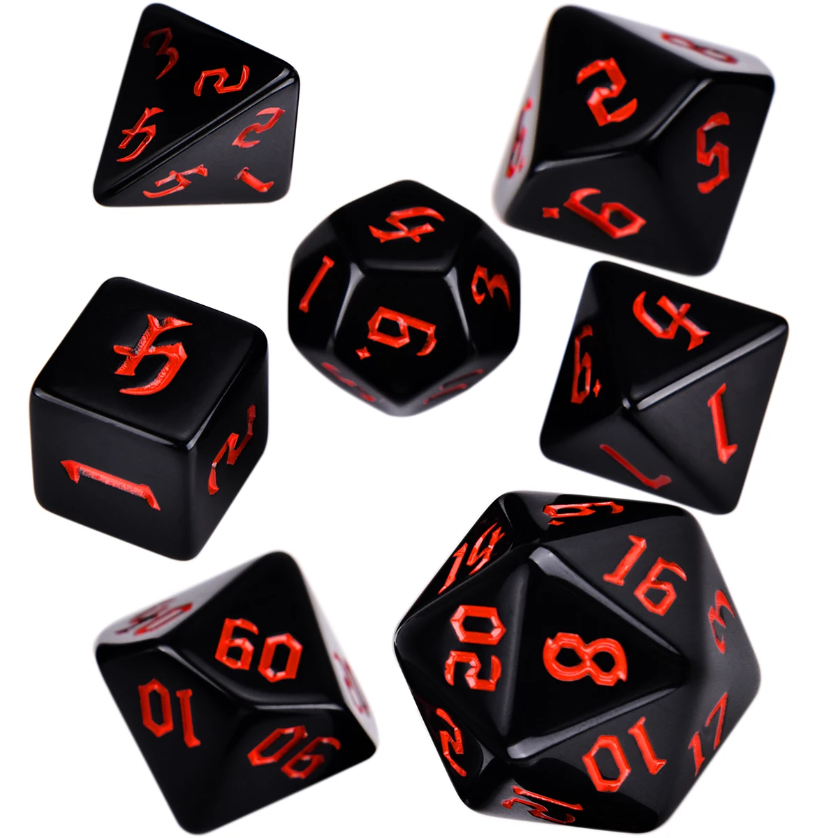 Opaque Colors Polyhedral 7-Piece RPG Dice Set D4 D6 D8 D10 D% D12 D20 for Tabletop Role Playing Games DND