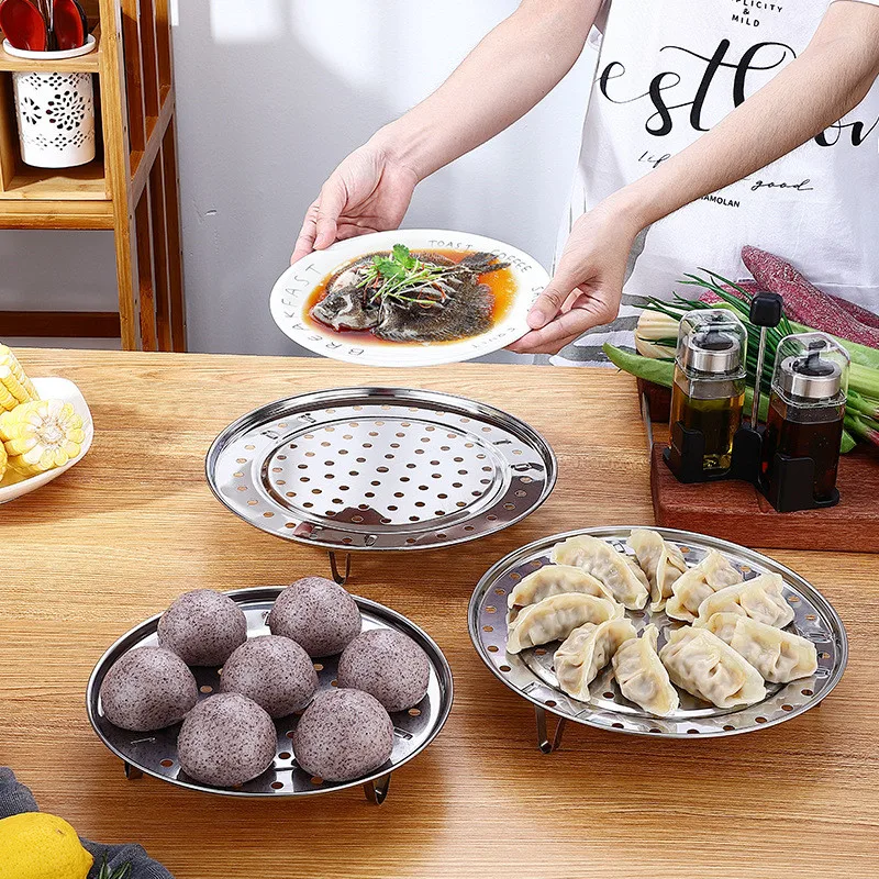 Multifunction Stainless Steel Steamer Rack Tableware Shelf Folding Dumplings Tray Steam Cooker Stand Kitchen Cooking Accessories