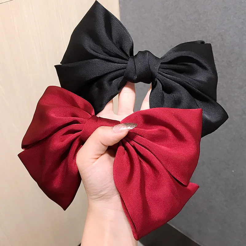 New Hair Clip Bowknot Hairpins for Women Cute Hair Accessories Vintage Big Solid Hair Bow Ties Headband Fashion Simple Hairgrip