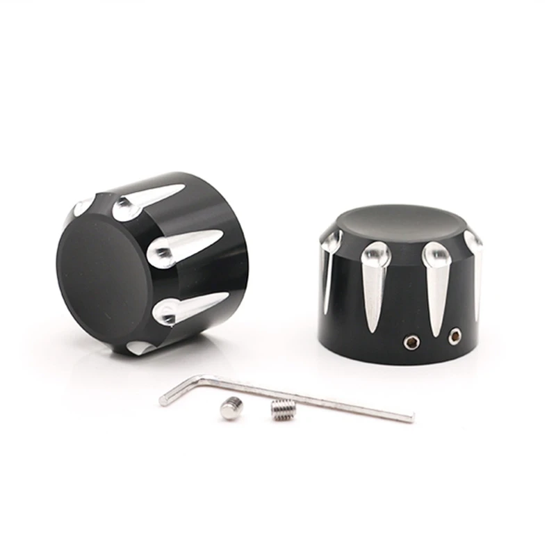 Black CNC Cut Front Axle Cap Nut Cover for  Electra Glide Sportster Dyna