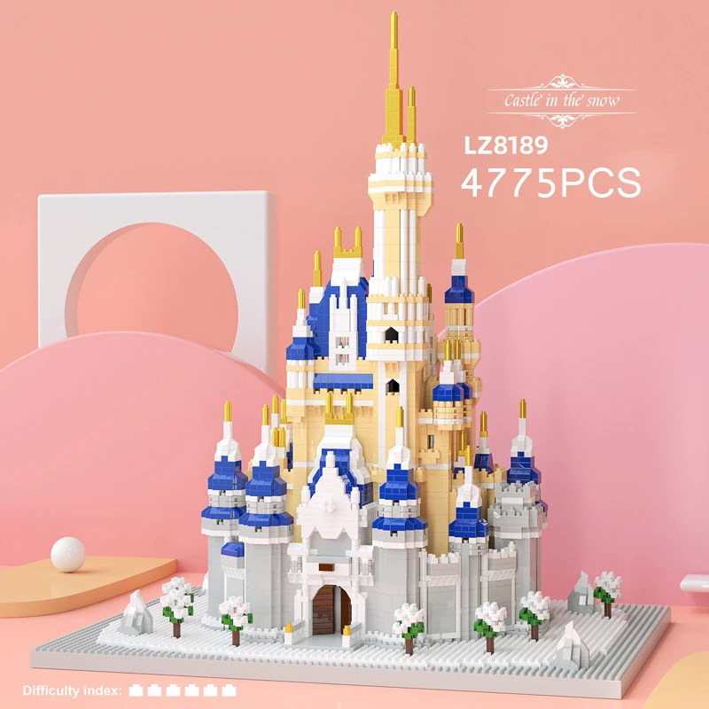 

Creative Amusement Park Micro Diamond Block Fairy Tales Castle In The Snow Model Brick Toy Nanobrick Collection For Gifts