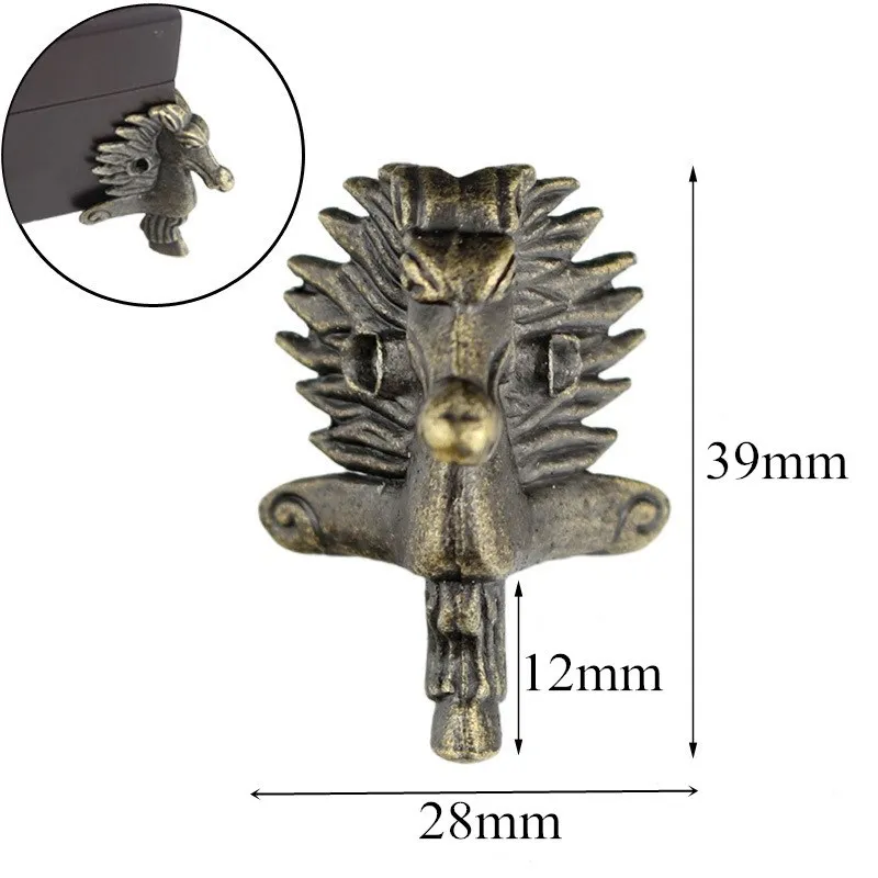 

Antique Wood Box Feet Leg Horse head Corner Protector Carved Decorative Bracket For Red wine gift box Furniture Hardware