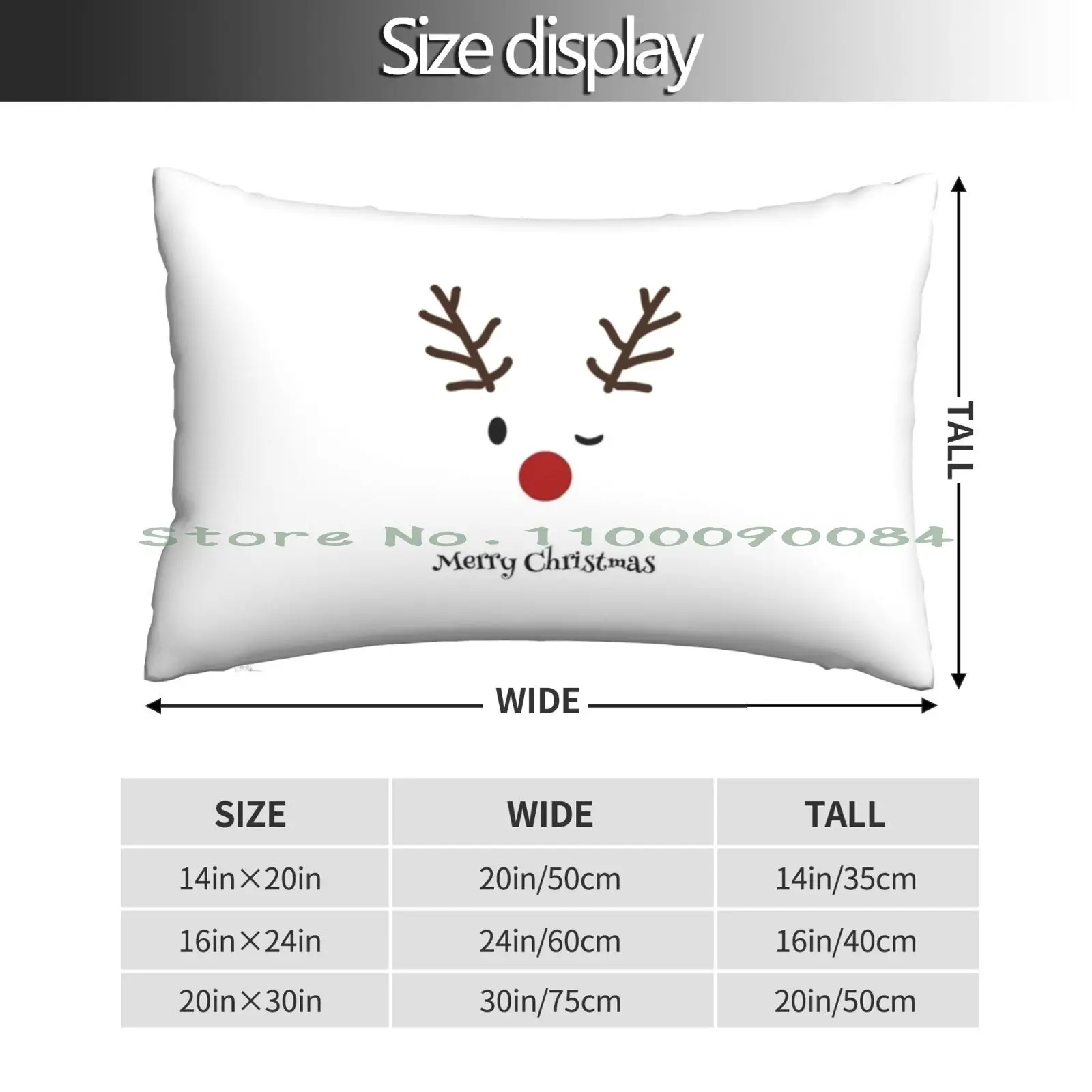 Merry Christmas Reindeer Pillow Case 20x30 50*75 Sofa Bedroom Merry Xmas Reindeer Meery Xmas Merry Christmas Reindeer Rudolph