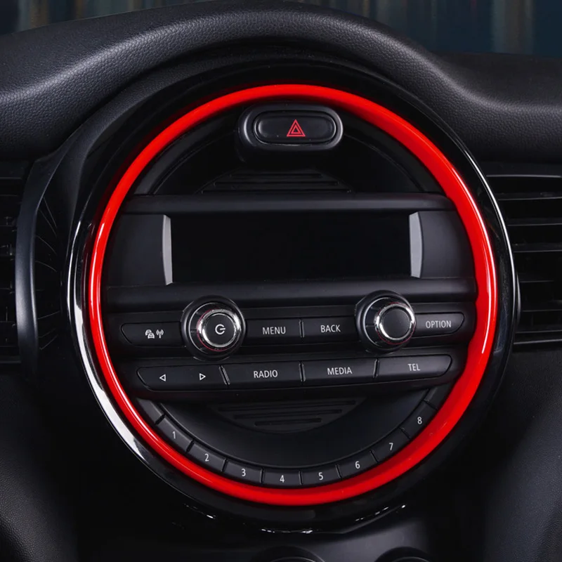 

1PC Central Control Car Navigation Ring Decoration Trim Cover For MINI Cooper F54 F55 F56 F57 Styling Auto Accessories Red