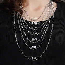 MIQIAO 925 Sterling Silver O Chain Long 40 45 50 55 60 65 70 80CM Wide 1.5 2 2.5 3 MM Platinum Color Necklace Men Women Fashion