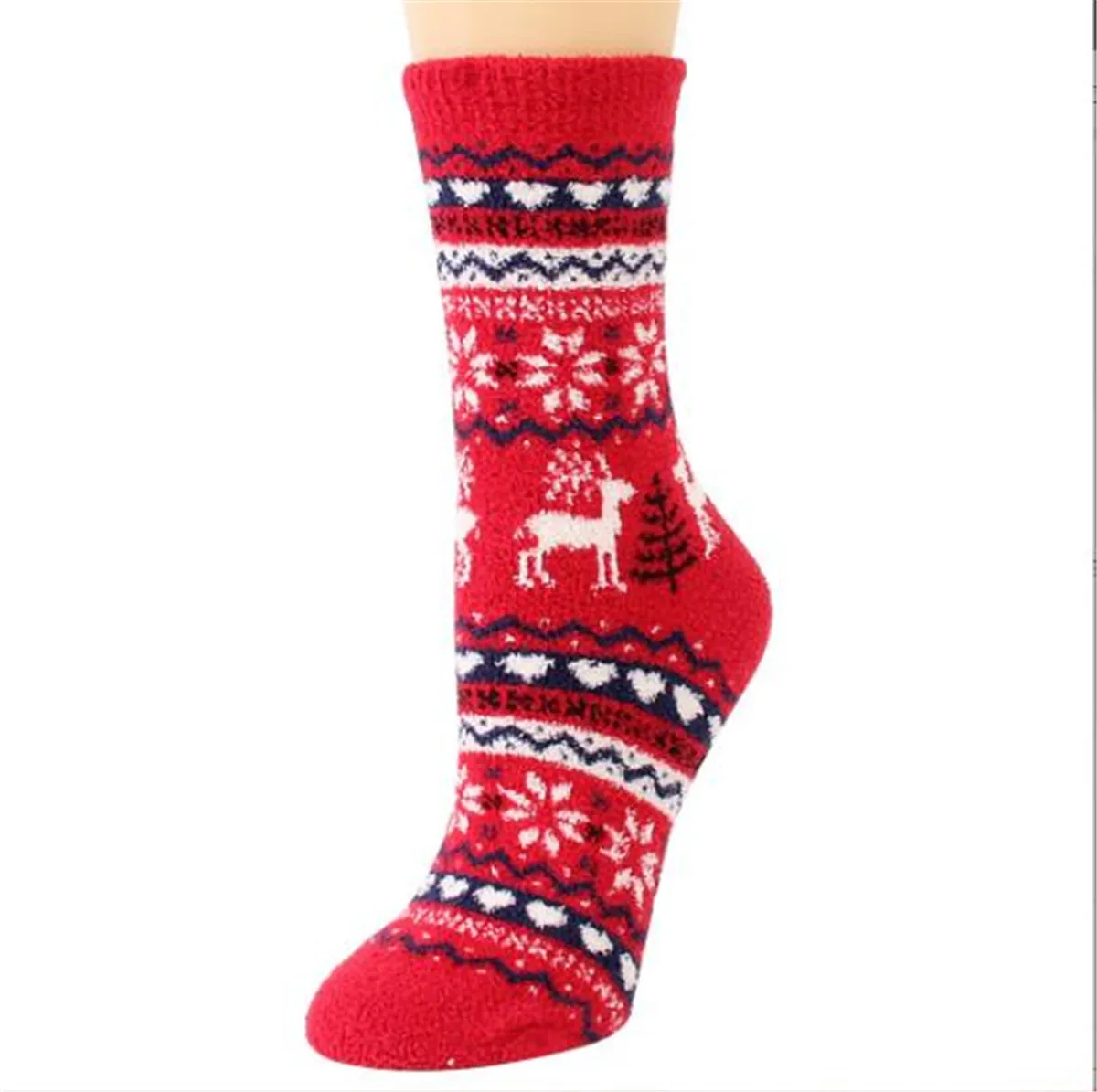 Winter Thick Coral Velvet Women Socks Christmas Elk Cartoon Warmer Dress