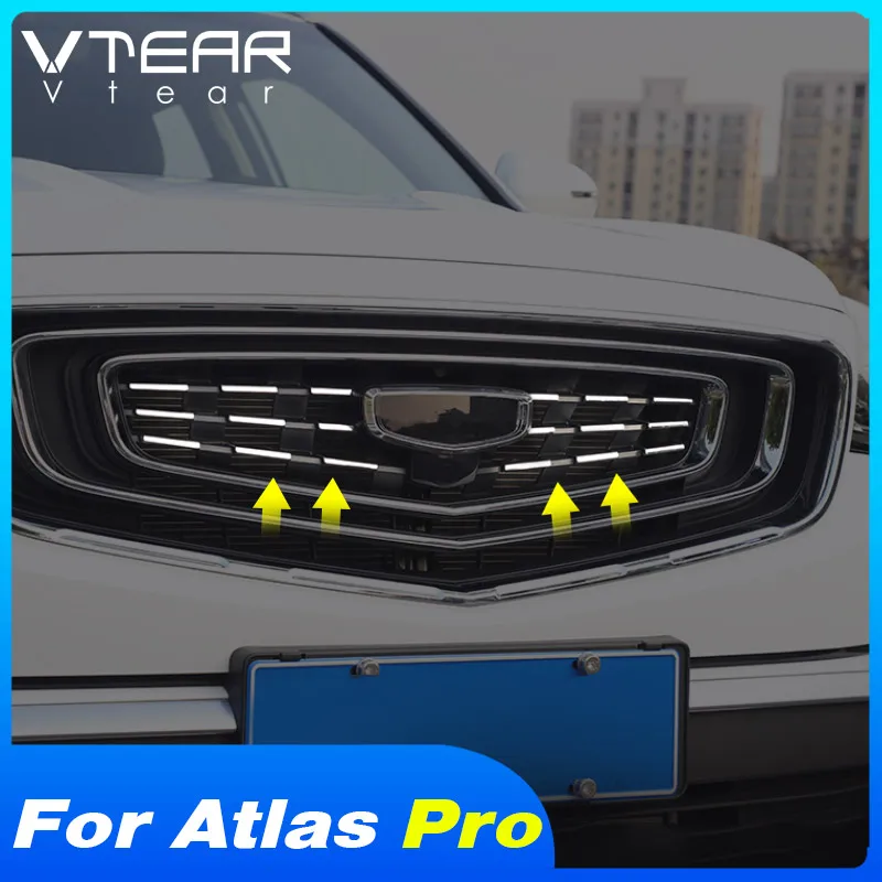 Vtear Car Front Grill Exterior Styling Front Engine Grid Decoration Strip Accessory For Geely Atlas Pro Azkarra Belgee X70 2023