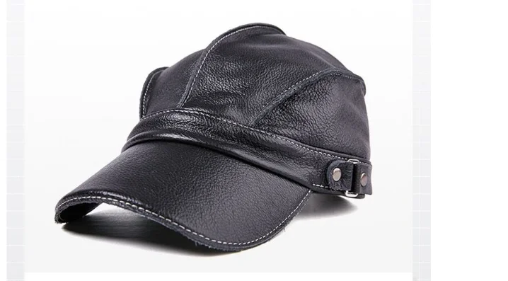 Mode Unisex Hohe Qualität Echt Leder Military Caps Sailor Hüte Frauen Männer Schwarz Braun Flache Top Kapitän Kappe Reise Kadett hut – Detail 15