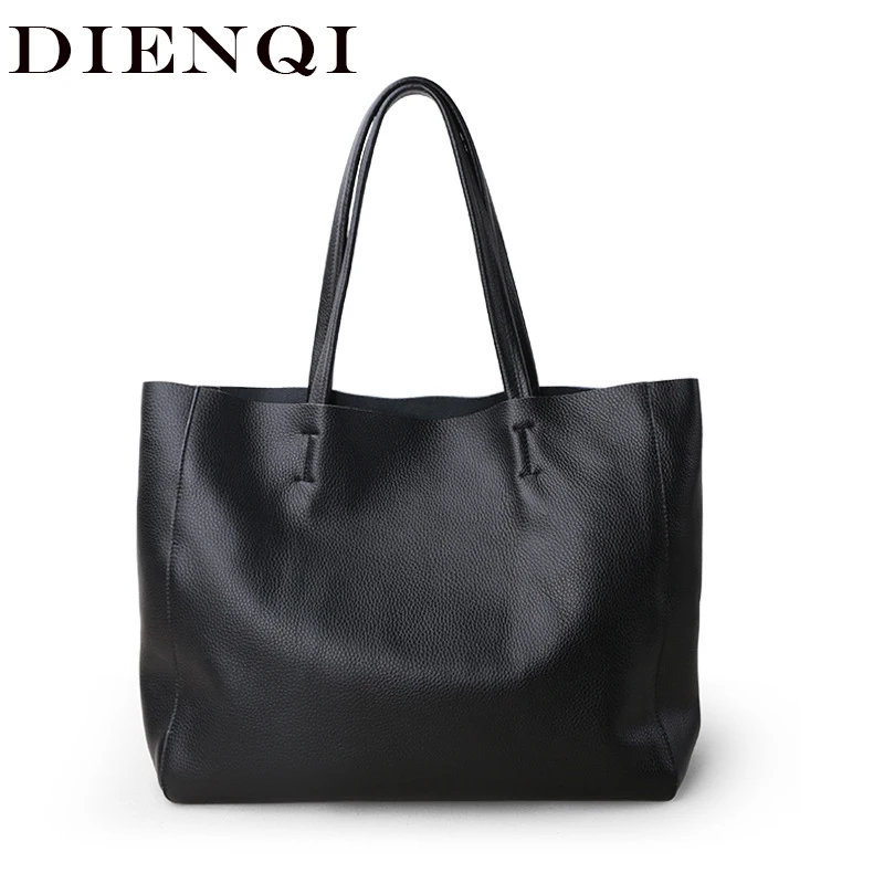 

100% Real Genuine Leather Women Shoulder Bags Luxury Brand Big Cow Leather Handbags Large Cowhide Ladies Black Shopper Tote Bags