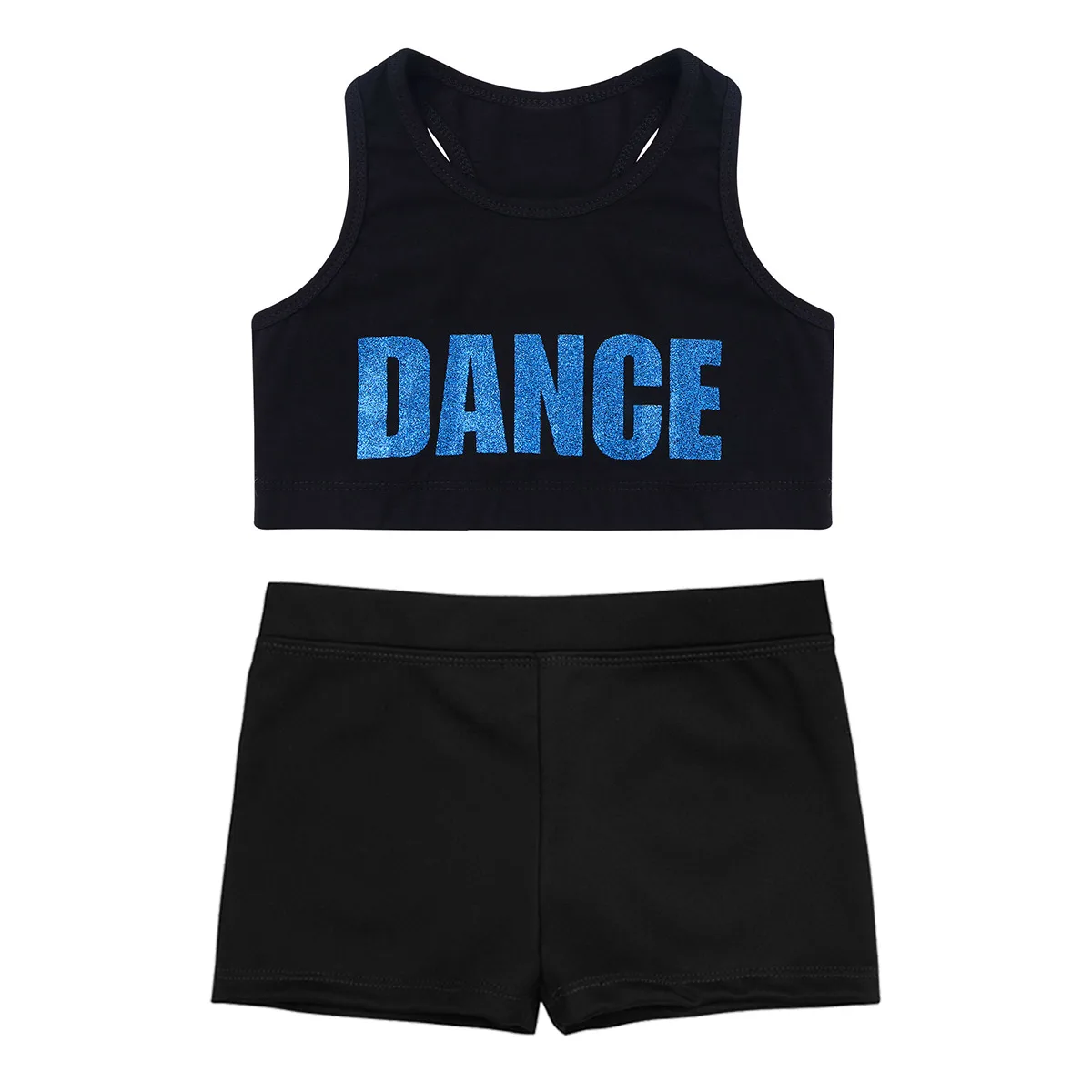 Kids Girls Ballet Dancing Suits 2 Piece Racerback Tank Crop Top with Boyshorts Gymnastics Yoga Sport Outfits Activewear Sets