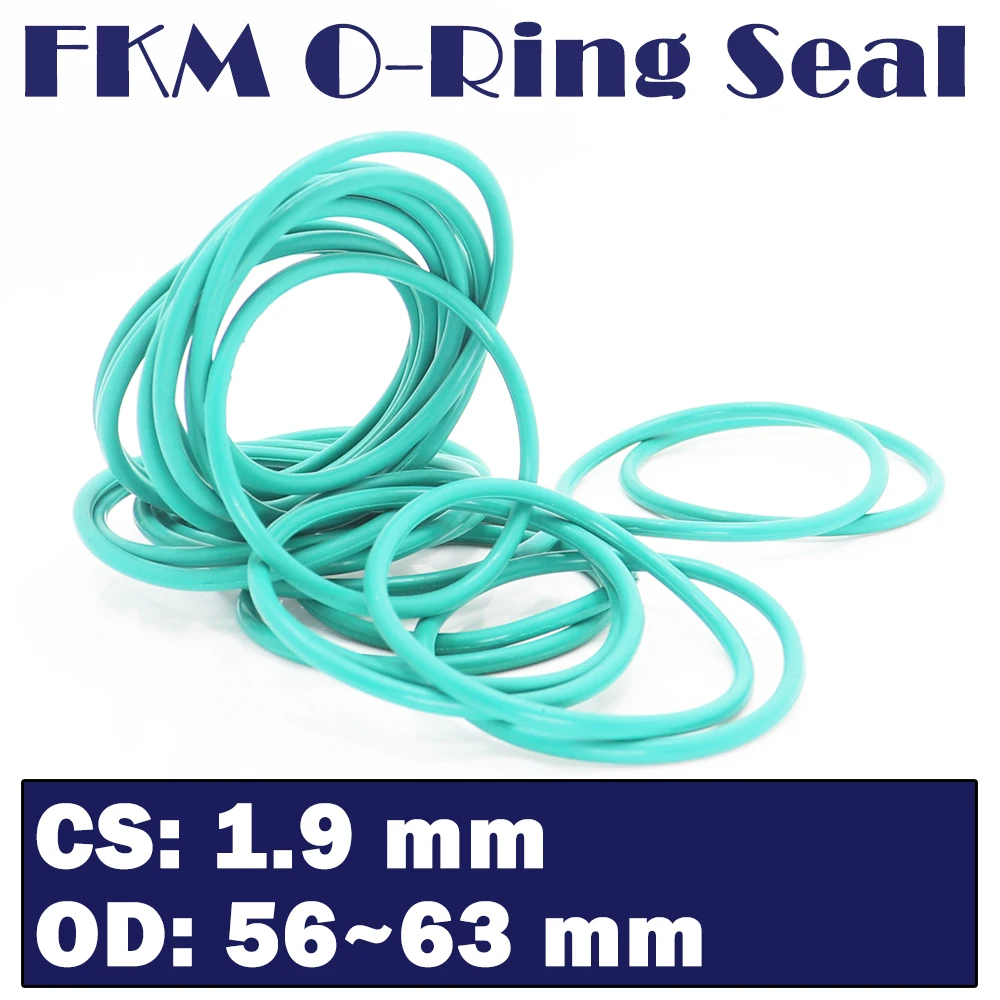 

CS 1.9mm FKM Rubber O RING OD 56/57/58/59/60/61/62/63*1.9 mm 30PCS O-Ring Fluorine Gasket Oil seal Green ORing