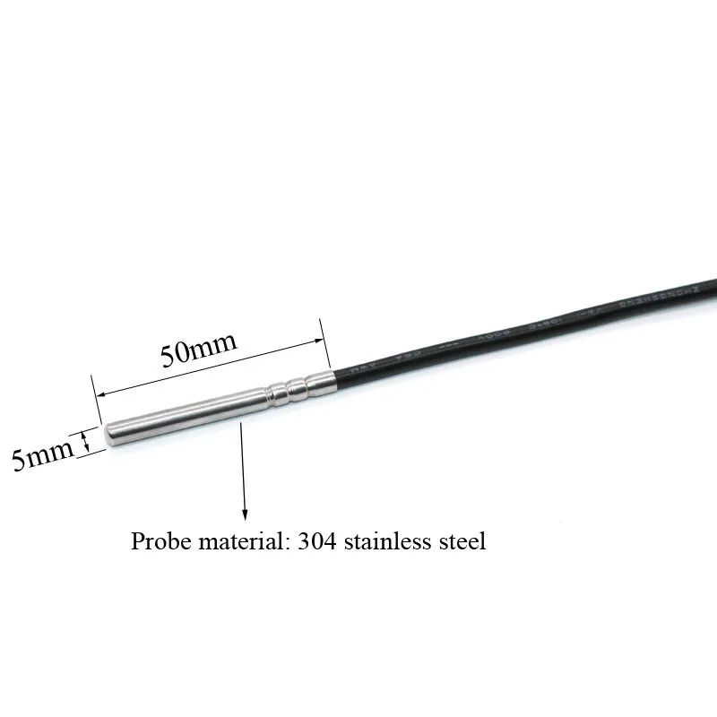 방수 열 저항 센서, 304 스테인레스 스틸,-50 ~ 100\'C pt100 온도 센서, 5*50mm