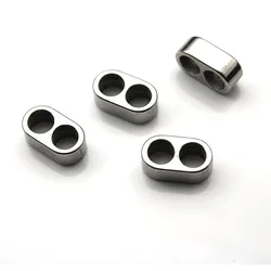 4PCS/Lot Stainless Steel Double Hole Spacer Beads Stopper Metal Big Hole 5mm DIY Handmade Bracelet Jewelry Making Accessories