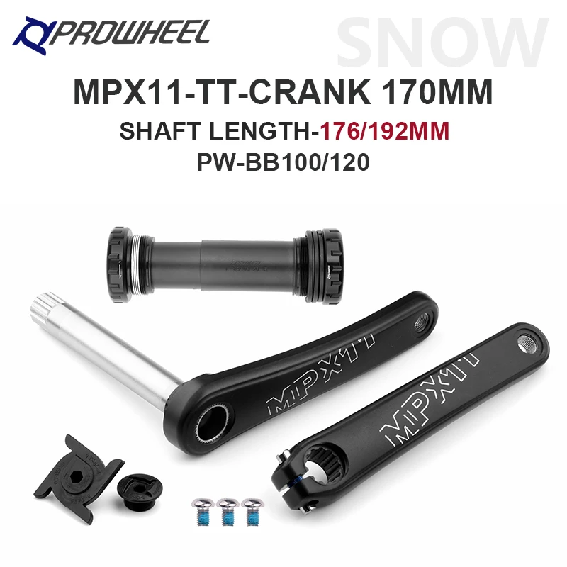 PROWHEEL Snow Bike Crankset Snow Bike Fatbike Crankset 176/192 mm Dolny wspornik kompatybilny z SRAM