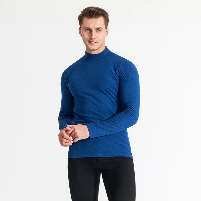 

MRMT 2024 Brand New Men's Medium-High Collar Double-Faced Velvet Warm Long-Sleeved T-Shirt Long Coat Bottoming Underwear