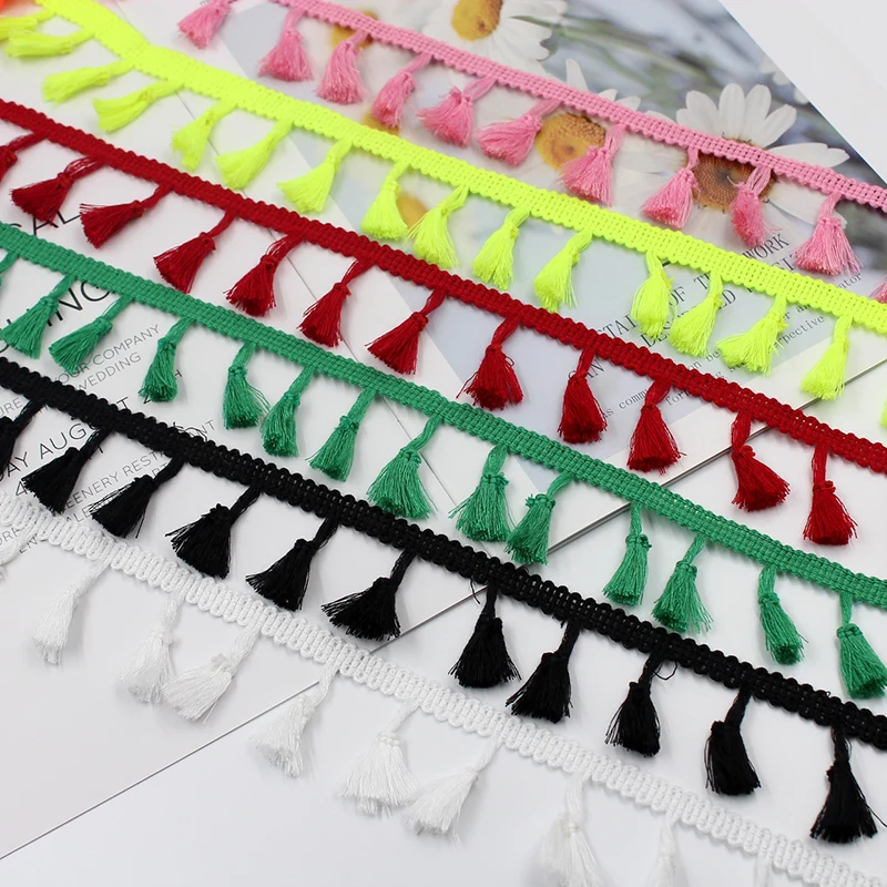 2Yards/Lot Cotton Tassel Lace Sewing Ribbon Fringe Trim Ethnic Latin Dress Stage Garment Curtain Tablecloth Decorative Farbic