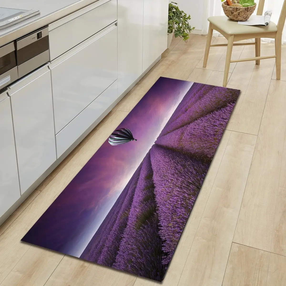 Non-slip Kitchen Mat Flannel Floor Mat Carpet Purple lavender Home Entrance Doormat Modern Rug Bedroom Living Room Tatami Tapete