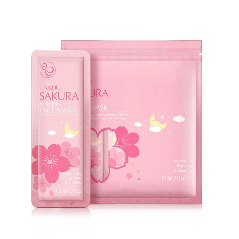 LAIKOU 15Pcs Cherry Blossoms Face Mask Moisturizing Oil Control Shrink Pores Wash-off First Aid Facial Mask Whitening Skin Care