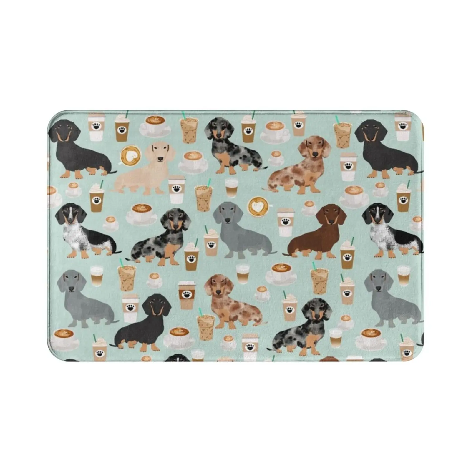 Dachshund Coffee Latte Dachsie Doxie Dog Breed Cute Pattern For Weener Dog Lover Carpet Mat Rug Cushion Soft