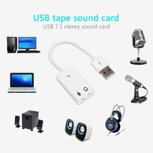 Imagen 2 del producto Tarjeta de sonido USB Virtual 7,1, adaptador de Audio USB externo 3D, USB a Jack, auricular de 3,5mm, micrófono, altavoz para ordenador portátil y Notebook