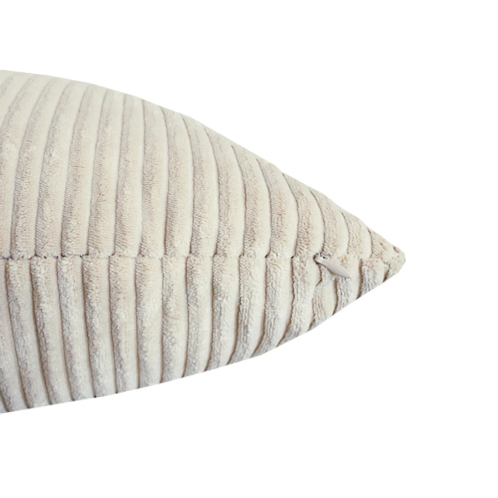 Gestreifter Cordstoff, einfarbig, Kissenbezug, 45/50/60 cm, Sofa-Bett-Dekoration, klassischer einfacher Kissenbezug NPCJC-C – Detail 12